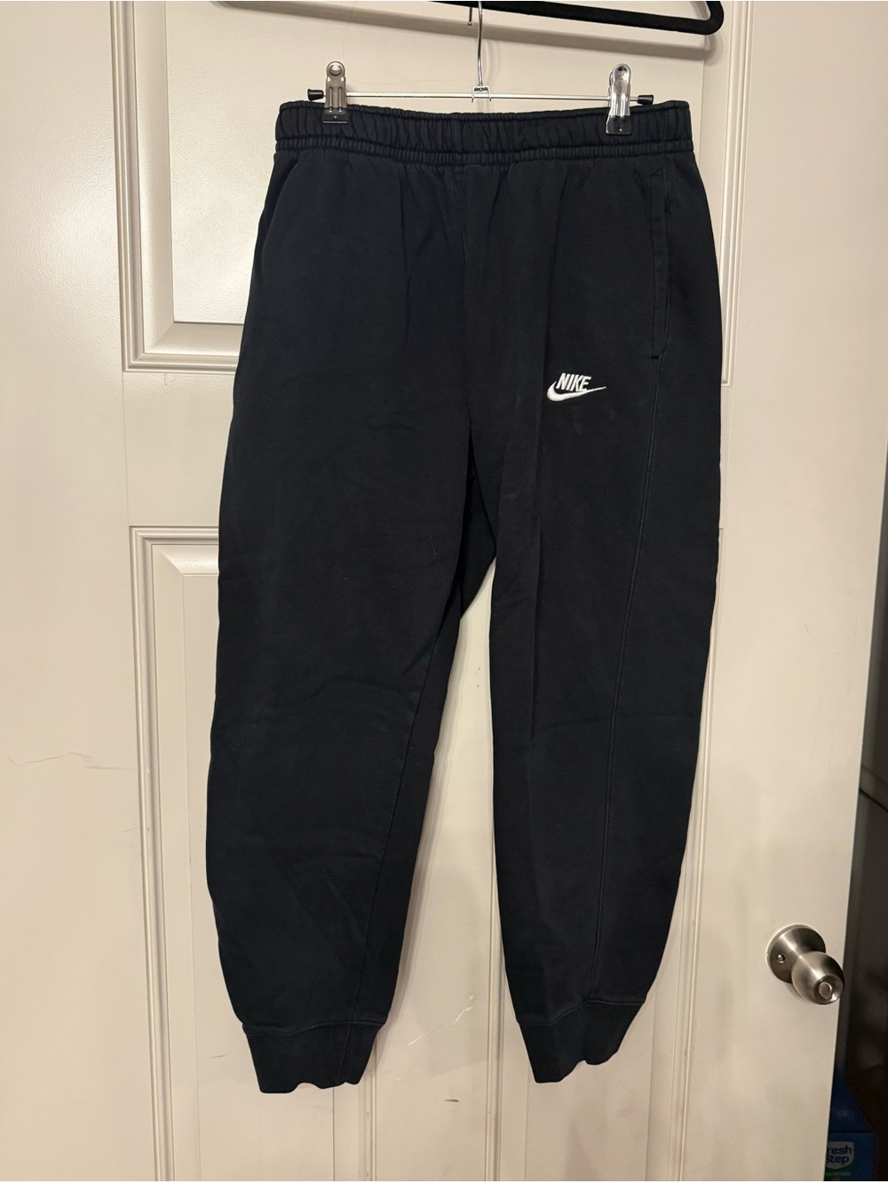 Nike Black Jogger Sweatpants with White Swoosh Logo